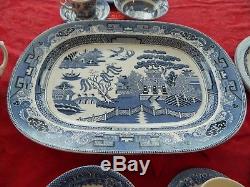 Blue Willow Dinnerware Set for 8 with 9 Seving Pieces 10-2