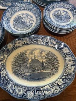 Blue and White Scenic Floral Ceramic Dinner Set Plates Bowls Cups Serving Pieces