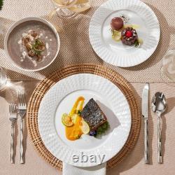 Bone China Dinnerware Set, 12-Piece White Lightweight Porcelain for 4, Plates
