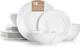 Bone China Dinnerware Set, 18-Piece White Lightweight Porcelain with T