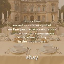 Bone China Dinnerware Set, 18-Piece White Lightweight Porcelain with T