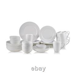 Bone China Dinnerware Set Service for 8 Lightweight Chip Resistant White Mikasa