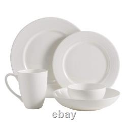 Bone China Dinnerware Set Service for 8 Lightweight Chip Resistant White Mikasa