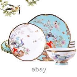 Bone China Dinnerware Set, Vintage Floral Fine China Dinnerware Sets, Porcela