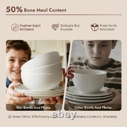 Bone China Dinnerware Sets, 18-Piece Dinnerware Set for 6, Lightweight