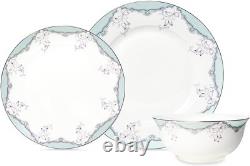 Bone China Dinnerware Sets for 4, Porcelain Set, White/Green