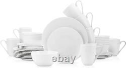 Bone China Pinpoint Embossed 32 Piece Dinnerware Set, White