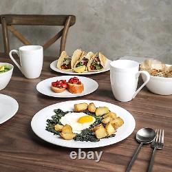 Bone China Pinpoint Embossed 32 Piece Dinnerware Set, White