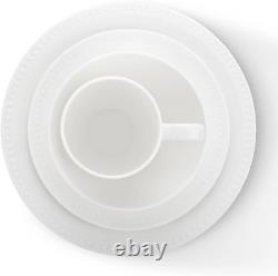 Bone China Pinpoint Embossed 32 Piece Dinnerware Set, White