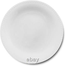 Bone China Pinpoint Embossed 32 Piece Dinnerware Set, White