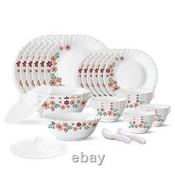 Borosil Gourmet Dinnerware Set For 6, 35 Pieces, White Dinner Plates and Bowl