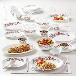 Borosil Gourmet Dinnerware Set For 6, 35 Pieces, White Dinner Plates and Bowl