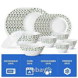 Borosil Gourmet Dinnerware Set For 6, 35 Pieces, White Dinner Plates and Bowl