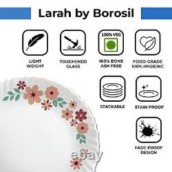 Borosil Gourmet Dinnerware Set For 6, 35 Pieces, White Dinner Plates and Bowl