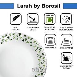 Borosil Gourmet Dinnerware Set For 6, 35 Pieces, White Dinner Plates and Bowl