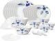Borosil Gourmet Dinnerware Set For 6, 35 Pieces, White Dinner Plates and Bowls