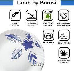 Borosil Gourmet Dinnerware Set For 6, 35 Pieces, White Dinner Plates and Bowls