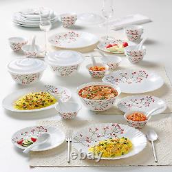 Borosil Gourmet Dinnerware Set for 6, 35 Pieces, White Dinner Plates and Bowls S