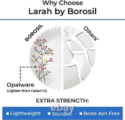 Borosil Gourmet Dinnerware Set for 6, 35 Pieces, White Dinner Plates and Bowls S