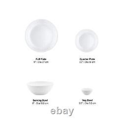 Borosil Orbit Series 19 Pieces Opal ware Dinner Set Opal Glass Dinner Plates