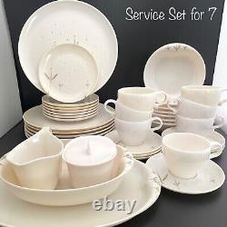 Branchell Golden Harvest MCM Winter White Melmac Dinner Setting for 7 USA 39 Pcs