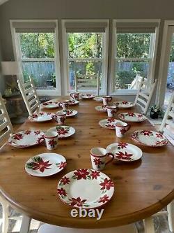 Brighten The Season Poinsettia Christmas Dinnerware Set 27 Pieces New With Tags