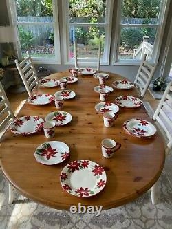 Brighten The Season Poinsettia Christmas Dinnerware Set 27 Pieces New With Tags