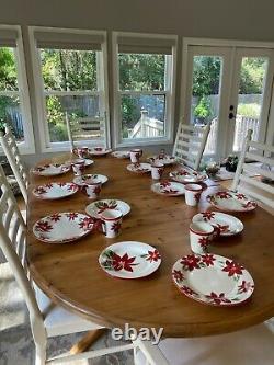 Brighten The Season Poinsettia Christmas Dinnerware Set 27 Pieces New With Tags