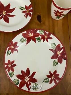 Brighten The Season Poinsettia Christmas Dinnerware Set 27 Pieces New With Tags