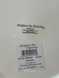 Brighten The Season Poinsettia Christmas Dinnerware Set 27 Pieces New With Tags