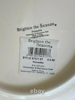 Brighten The Season Poinsettia Christmas Dinnerware Set 27 Pieces New With Tags