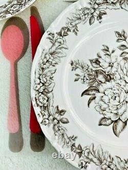 Brown Blossom Porcelain Dinnerware Set For 24, 20, 16, 12, 8 Fine Porcelain