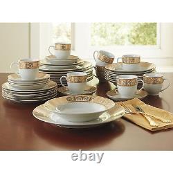 Brylanehome Medici 40-Pc. Golden Ceramic Dinnerware Set, Gold White