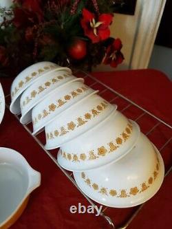 Butterfly Gold VTG Pyrex Corelle Dinnerware Lot Of 24 Pcs Good Condition