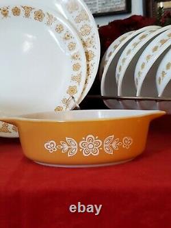 Butterfly Gold VTG Pyrex Corelle Dinnerware Lot Of 24 Pcs Good Condition