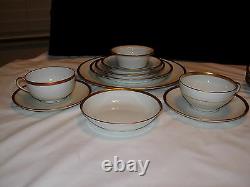 C A Limoges Ahrenfeldt 40pcs Four Place Settings 10pc Each Gold Band on White