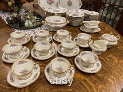 CASTLETON MADE IN USA 85 Pieces Vintage Dinnerware Floral Set, RARELY FIND