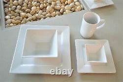 CB2 Modern Square White Dinner Dishes Plates 30 Pc Dinnerware Kitchen Mugs Set