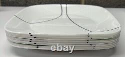 CORELLE Simple Lines Square Dinnerware Set 35 Piece Dinner Luncheon Cereal Mugs