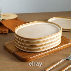 Cairo 12-Piece Stoneware Dinnerware Set, Microwave & Dishwasher Safe, Sand