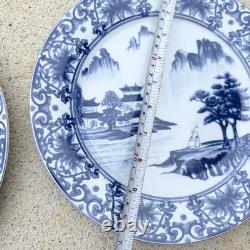 Canton Blue Dinnerware Set 8pc Plates Bowls Mugs Blue White Ceramic Chinoiserie