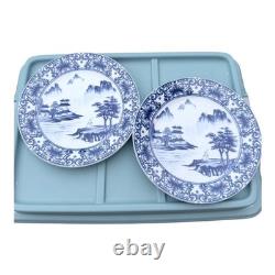 Canton Blue Dinnerware Set 8pc Plates Bowls Mugs Blue White Ceramic Chinoiserie