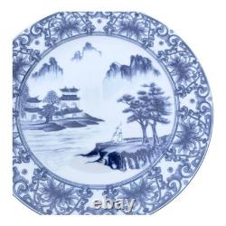 Canton Blue Dinnerware Set 8pc Plates Bowls Mugs Blue White Ceramic Chinoiserie