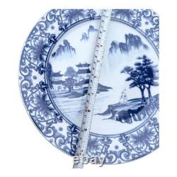 Canton Blue Dinnerware Set 8pc Plates Bowls Mugs Blue White Ceramic Chinoiserie
