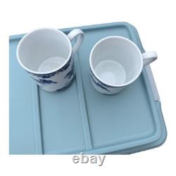 Canton Blue Dinnerware Set 8pc Plates Bowls Mugs Blue White Ceramic Chinoiserie