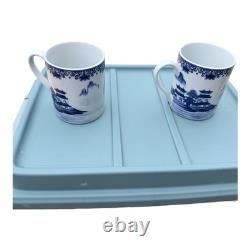 Canton Blue Dinnerware Set 8pc Plates Bowls Mugs Blue White Ceramic Chinoiserie
