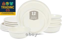 Capri 12-Piece Dinnerware Set Stoneware, White