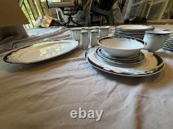 Caraval by Excel Floral Rim Dinner Set Plates Bowls Cups & Serving Platter