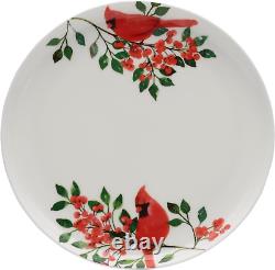 Cardinal Leaves Holiday Bone China Lightweight Chip Resistant Dinnerware Set, Se