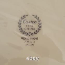 Carico China Dinner Set White Roses MPN 7953 Plates Cups Saucers, Wine Glasses